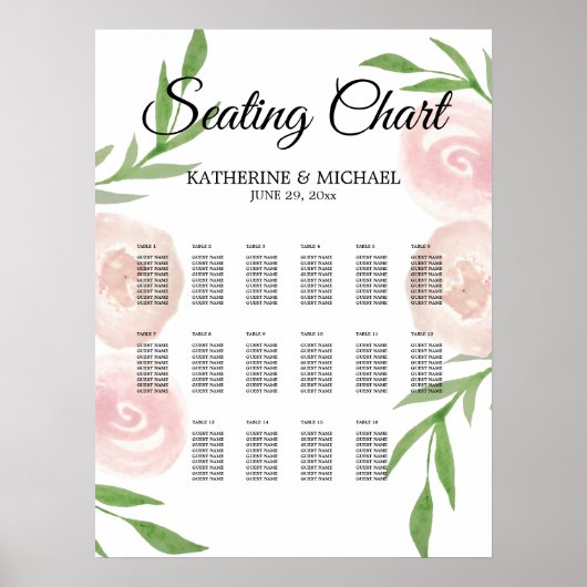 Poster rose Mariage Floral (Devant)