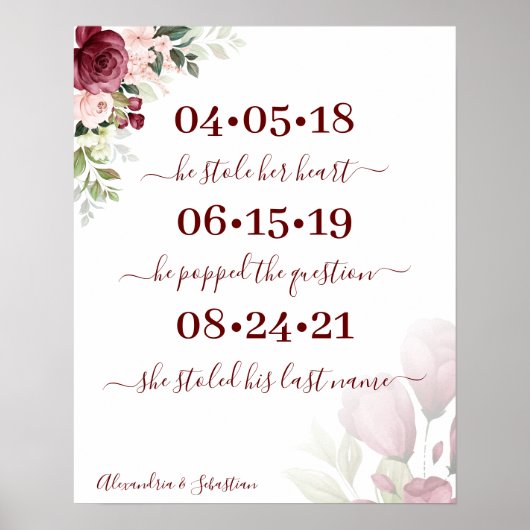 Poster Rose Meilleur Mariage du jour Date Oui Jour (Devant)