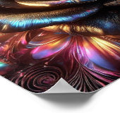 Poster Rose métallique multicolore avec Flouris Vibrants (Coin)