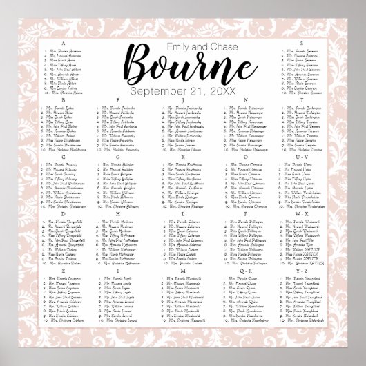 Poster Rose Millénaire Votre Plan de Table de Mariage Pho (Devant)