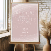 Poster Rose Moderne Arc-en-ciel et étoiles Baby Shower Bl