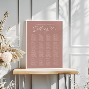 Poster Rose moderne Dusty Script Mariage Seing Chart