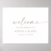 Poster Rose moderne Gold Script Mariage Bienvenue (Devant)