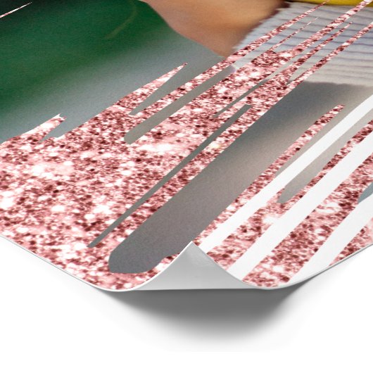 Poster Rose moderne Parties scintillant or et photo BBF m (Coin)