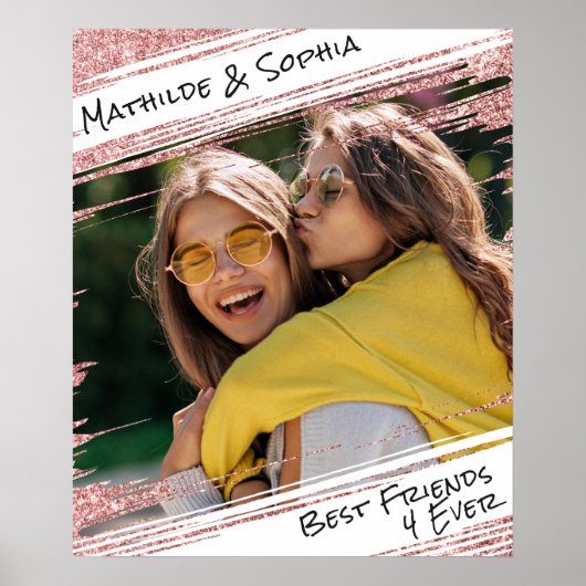 Poster Rose moderne Parties scintillant or et photo BBF m (Devant)