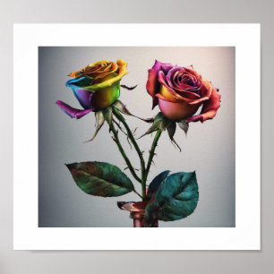 Poster Rose multicolore