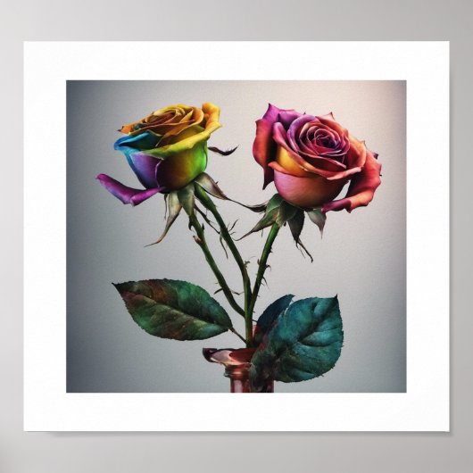 Poster Rose multicolore (Devant)