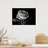 Poster Rose noir blanc (Cuisine)