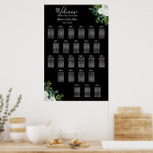 Poster Rose noire et blanche Mariage gothique 24 Seating  (Cuisine)
