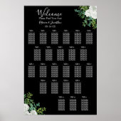 Poster Rose noire et blanche Mariage gothique 24 Seating  (Devant)