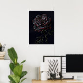 Poster Rose noire — Impasto botanique gothique (Bureau à domicile)