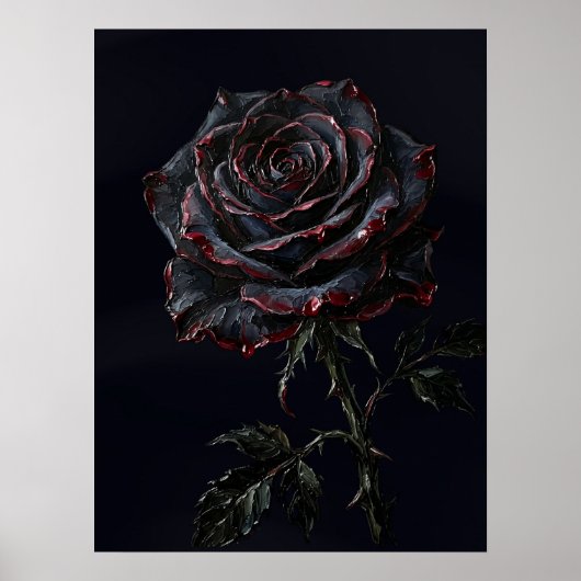 Poster Rose noire — Impasto botanique gothique (Devant)