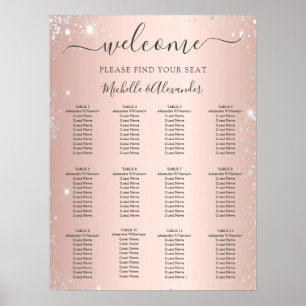 Poster Rose or argent parties scintillant mariage