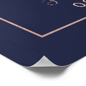 Poster Rose or confetti marine bleu mariage bienvenue (Coin)