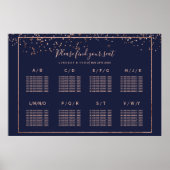 Poster Rose or confetti marine bleu mariage table assise (Devant)