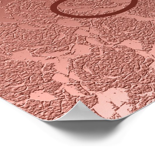 Poster Rose or Monogramme élégant Floral Art Motif (Coin)