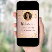 Poster Rose or photo diamants anniversaire fête bienvenue