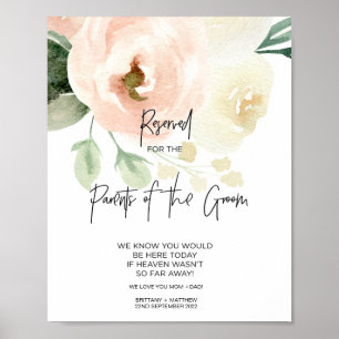 Poster Rose Pâle Parents du Marié Réservé En Souvenir Aff