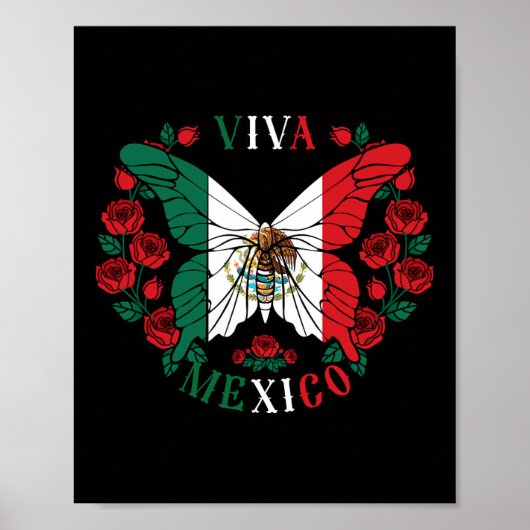 Poster Rose papillon Viva Mexico (Devant)