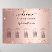 Poster Rose parties scintillant en or mariage (Devant)