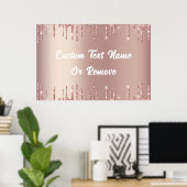 Poster rose Parties scintillant or avec texte pers (Bureau à domicile)