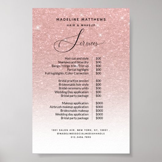 Poster Rose Parties scintillant or Blush Sparkle Salon Pr (Devant)