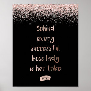 Poster Rose Parties scintillant or Boss Lady Motivational