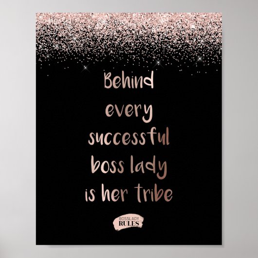 Poster Rose Parties scintillant or Boss Lady Motivational (Devant)