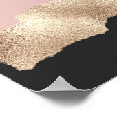 Poster Rose Parties scintillant or noir rose Abstrait Gir (Coin)