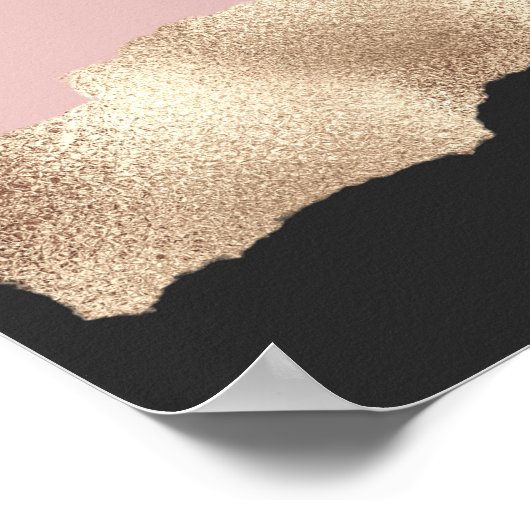 Poster Rose Parties scintillant or noir rose Abstrait Gir (Coin)