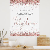 Poster Rose Parties scintillant or Script Bienvenue au Ba (Cuisine)