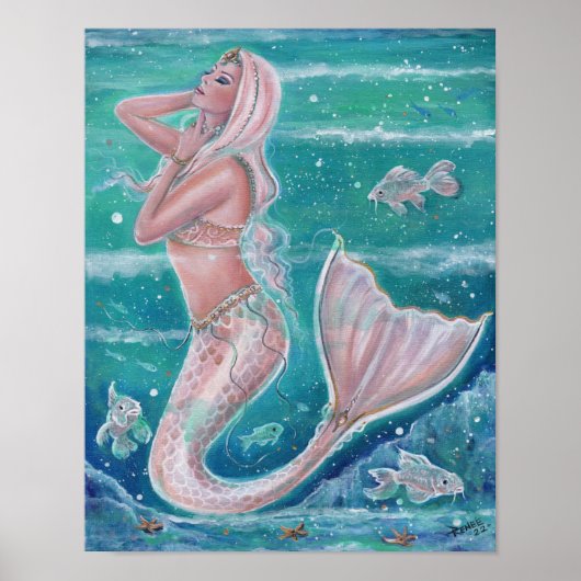 Poster Rose Pearl mermaid art par Renee Lavoie (Devant)