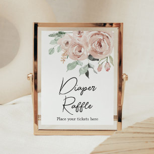 Poster Rose Poussiéreux C'est une fille Diaper Raffle