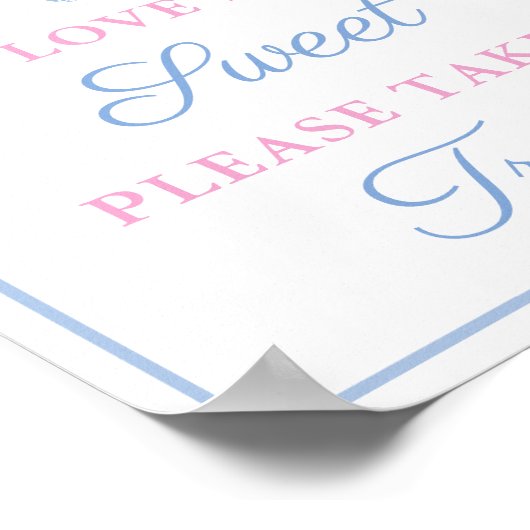 Poster Rose Prépa Bleu Table de Faveurs Mariage Shower (Coin)