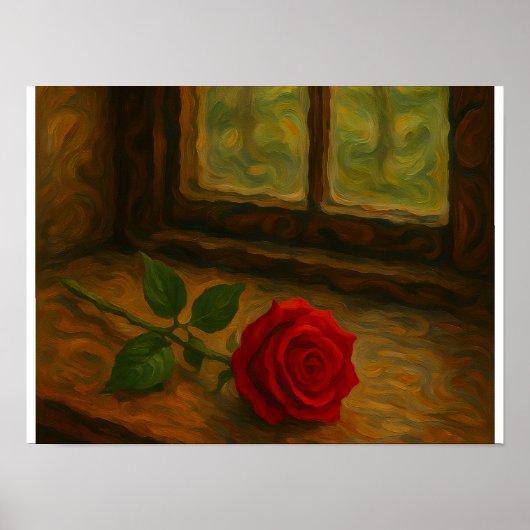 Poster Rose près de la fenêtre (Devant)