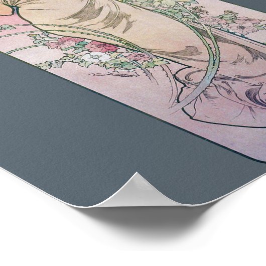 Poster Rose (Quatre Fleurs), Alphonse Mucha (Coin)