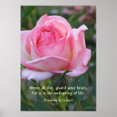 Poster Rose Rose Bud ~ Proverbes 4:23 (Devant)