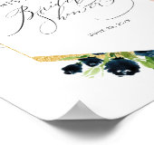 Poster Rose rose chic Fête des mariées florale Bienvenue (Coin)