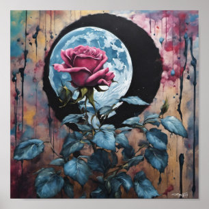 Poster Rose Rose de la Lune Bleue