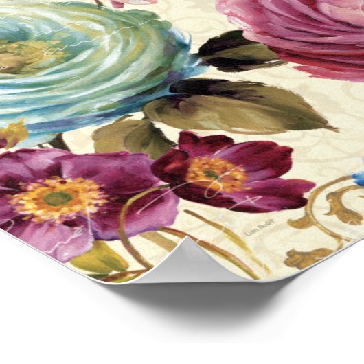 Poster Rose rose et bleu (Coin)