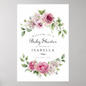 Poster Rose rose Hydrangea Floral Arch Girl Baby shower (Devant)