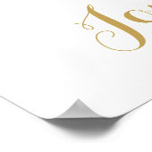 Poster Rose rose mariage floral signe d'accueil blanc (Coin)