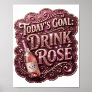 Poster Rose rose moderne OBJECTIF D'AUJOURD'HUI