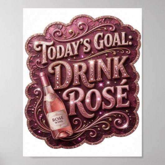 Poster Rose rose moderne OBJECTIF D'AUJOURD'HUI (Devant)