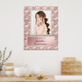 Poster Rose Rose Or Perles Blanches Quinceañera Photo (Cuisine)
