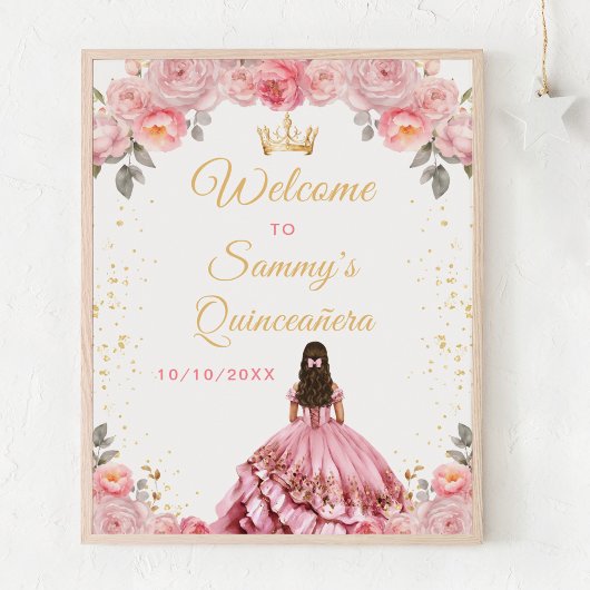 Poster Rose Rose Princesse Quinceañera Bienvenue