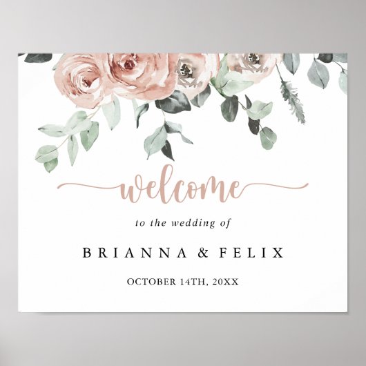 Poster Rose rose rose rose classique Accueil Mariage (Devant)