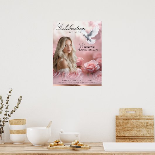 Poster Rose rose Roses et Rose Gold Funérailles signe d'a (Cuisine)