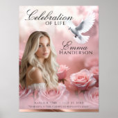 Poster Rose rose Roses et Rose Gold Funérailles signe d'a (Devant)