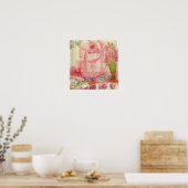 Poster Rose rose victorienne Aquarelle FleursCollage (Cuisine)